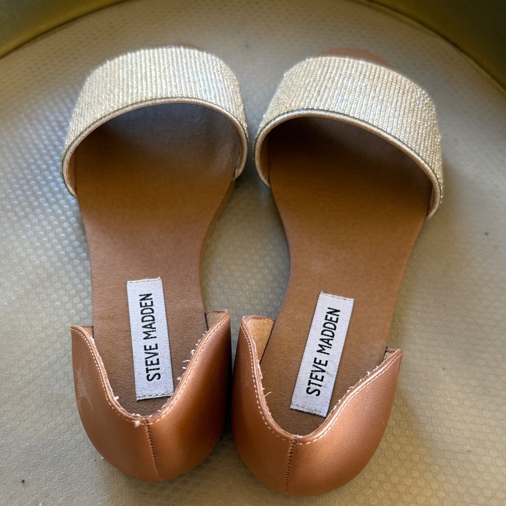 Steve Madden Brown and Silver Women's Sandals - Picture 5 of 7